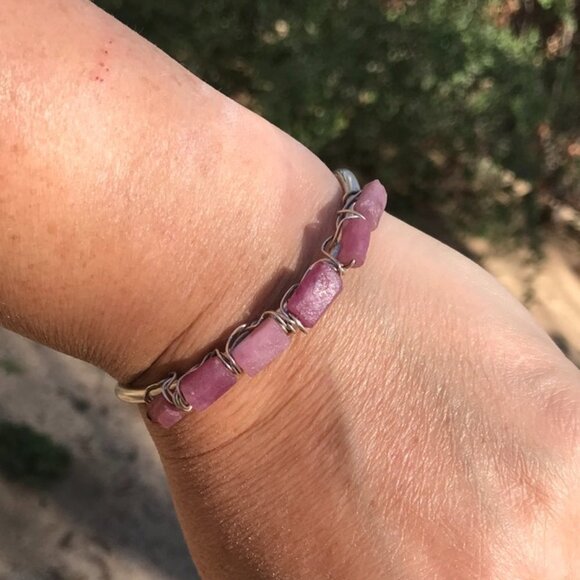 Pink Tourmaline Natural Sterling Silver Cuff Bracelet Gemstone Untreated 925 - Picture 6 of 10